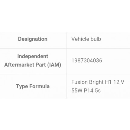 H1 Fussion Bright Lampu Depan Mobil 12V 55W P14.5s Bosch